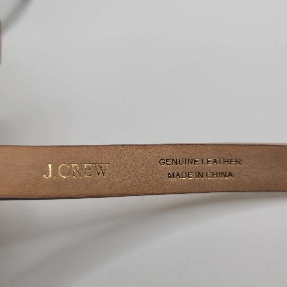 J.Crew Belt Large Tan Patent Leather Skinny Thin Shiny Minimalist Classic J0184